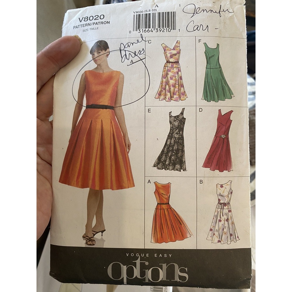 Vogue 8020 Sewing Pattern Misses Panel Dress Size 6-10 Cut Complete 2005